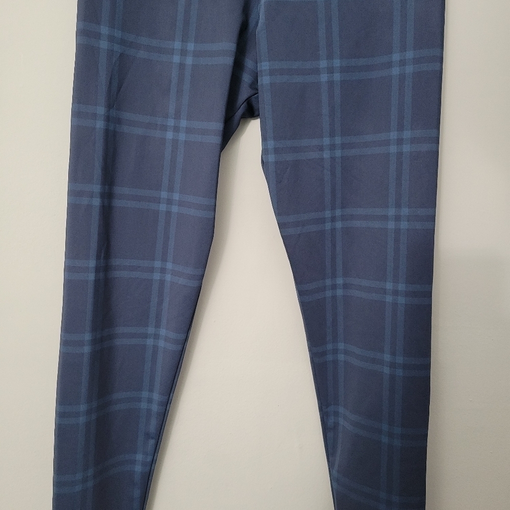Onzie Blue Plaid Hugh Rise Midi Leggings - Picture 5 of 10